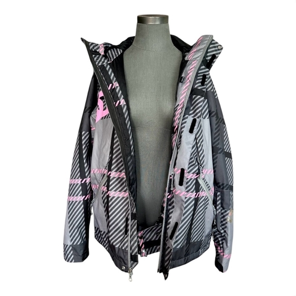 DC Gray Pink Snowboarding Ski Jacket Women's Winter Jacket Hooded Puffer Jacket - Picture 5 of 10